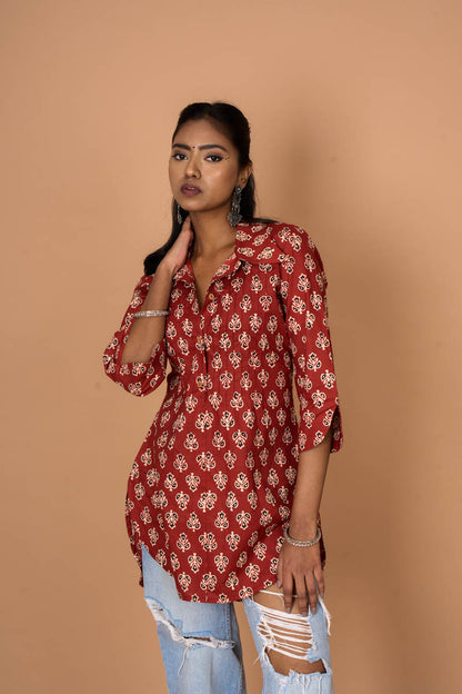 Padma, Casual kurti with Butta Block fabic for women. 