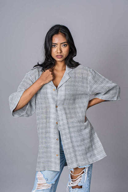 A Jute Cotton Stone Grey Shirt 