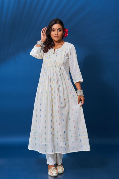 Off-white anarkali set without dupatta