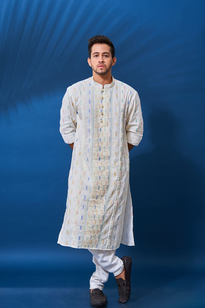 Vasant, Off-white long kurta made with soft cotton