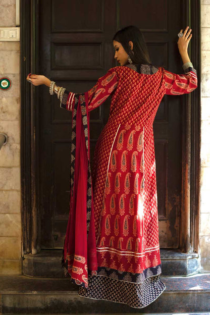 Borla, a red long kurta - Back