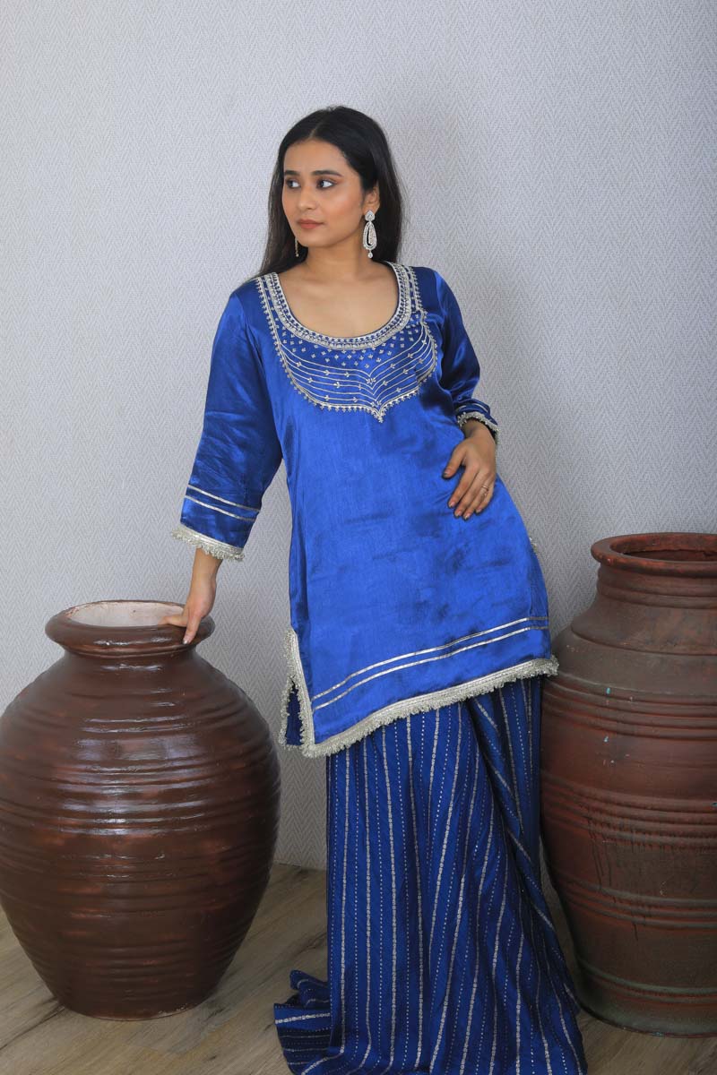 Blue Strappy Indian Traditional Outfit which is perfect for ethnic occasions.