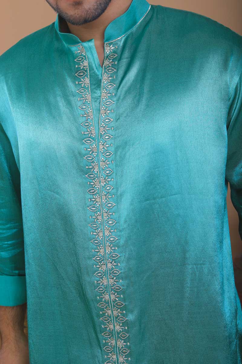 Peacock Indian traditional kurta with hand embroidery