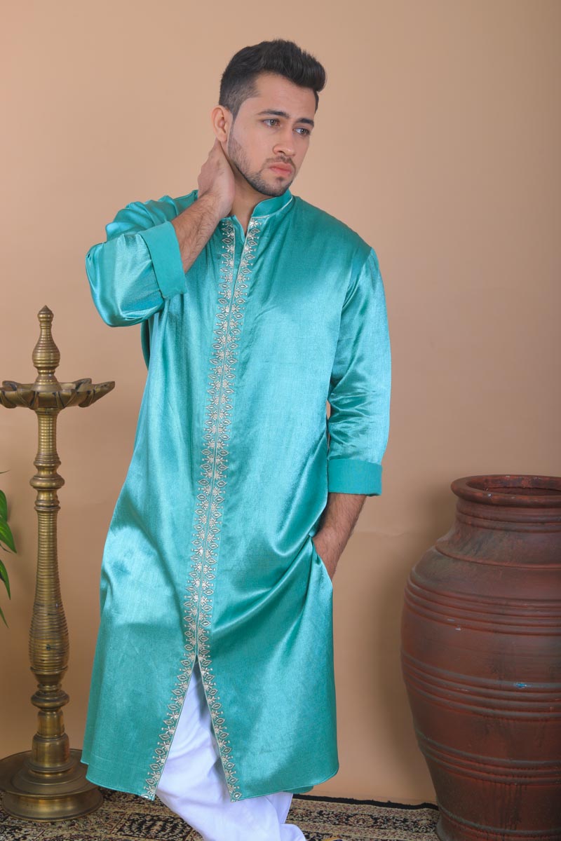 Peacock Indian ethnic kurta with hand embroidery