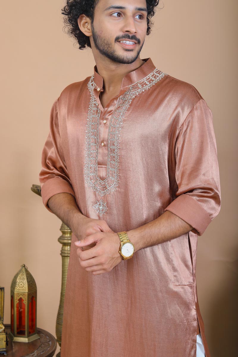 Men's traditional brown kurta top