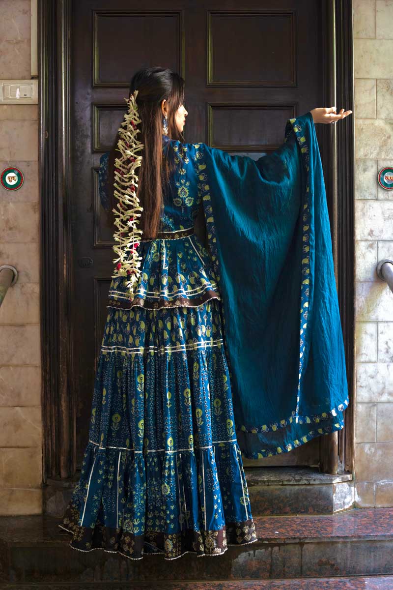 Payal, a blue long kurti - Back