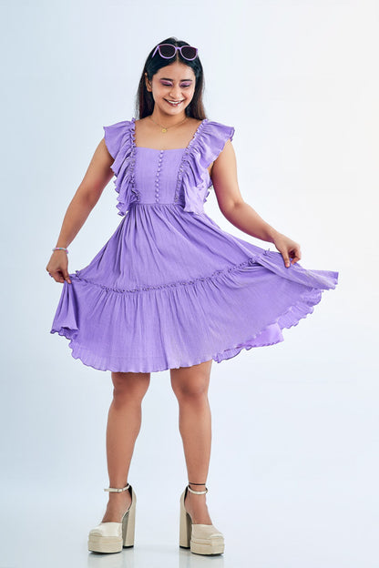 Girl wearing a Loungewear Lavender Dress