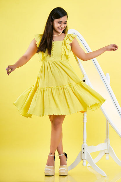 Girl wearing a Loungewear Yellow Dress