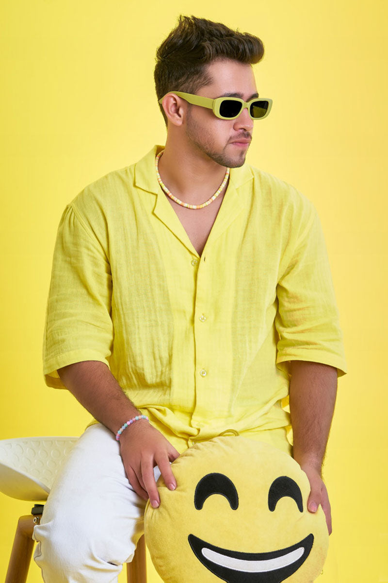 Yellow Unixsex Oversized Loungewear Shirt for Men 